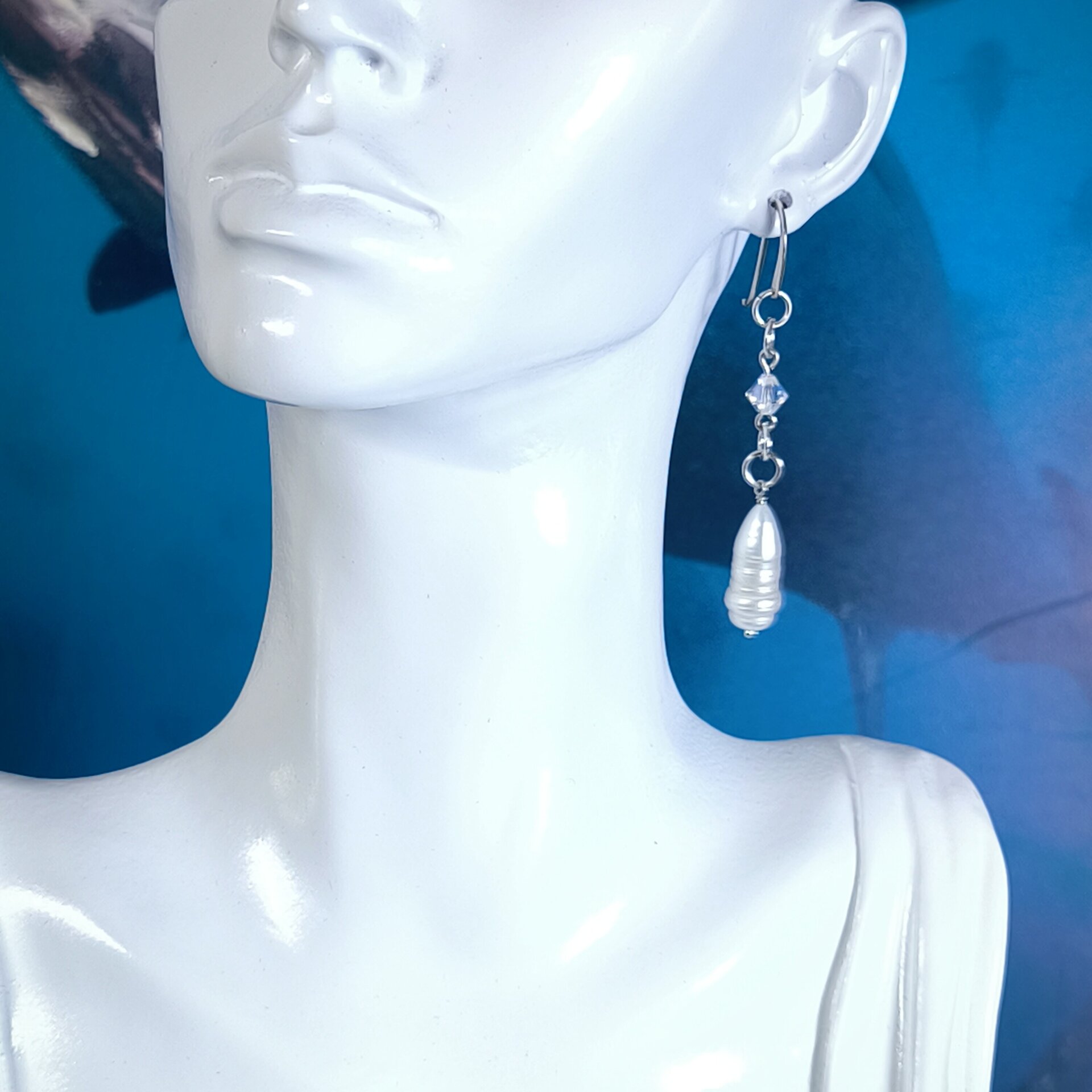 Pendientes de Plata de Ley con Caracoles y Cristales Swarovski Fucsia y Rosado - 7