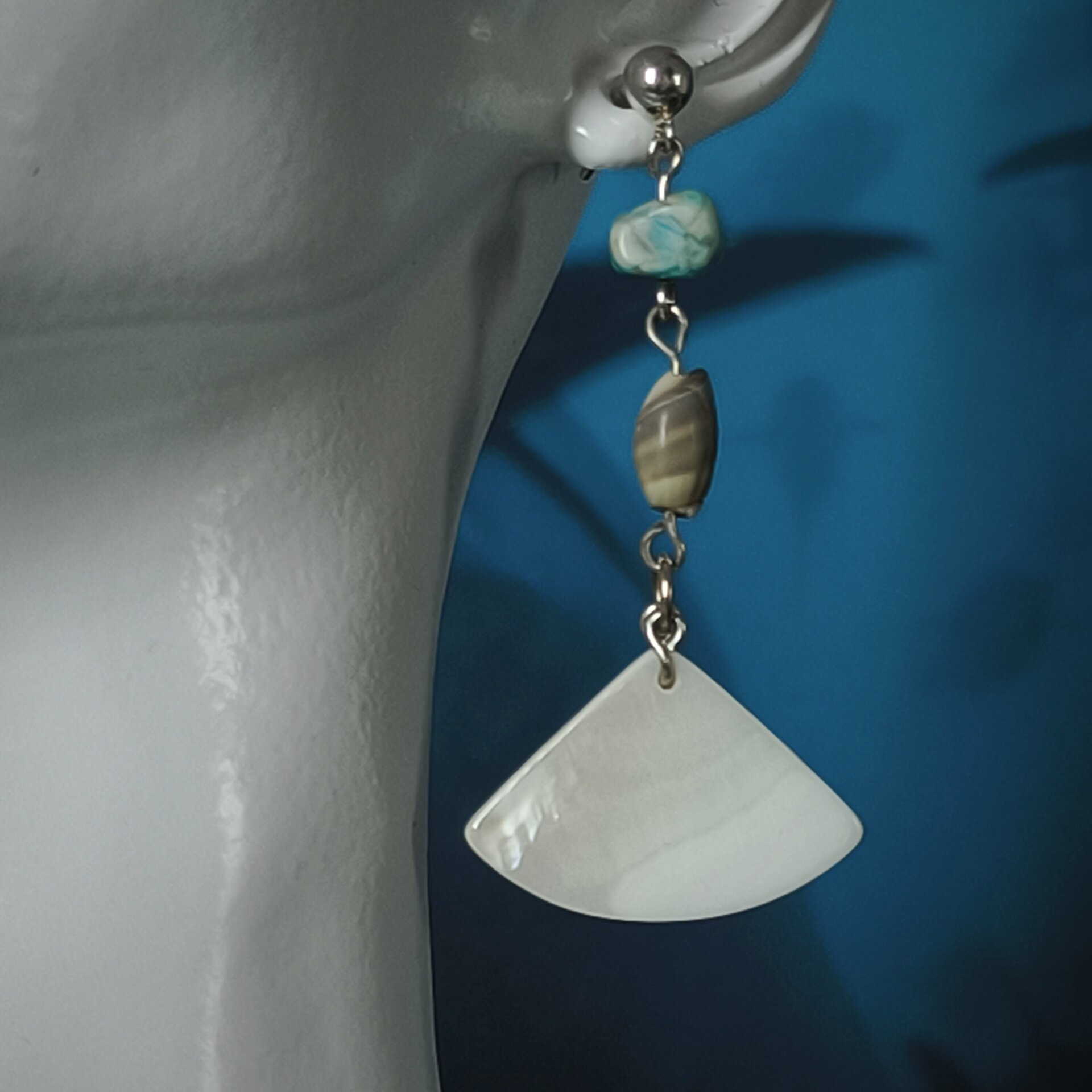 Pendientes de Plata de Ley con Caracoles y Cristales Swarovski Fucsia y Rosado - 4