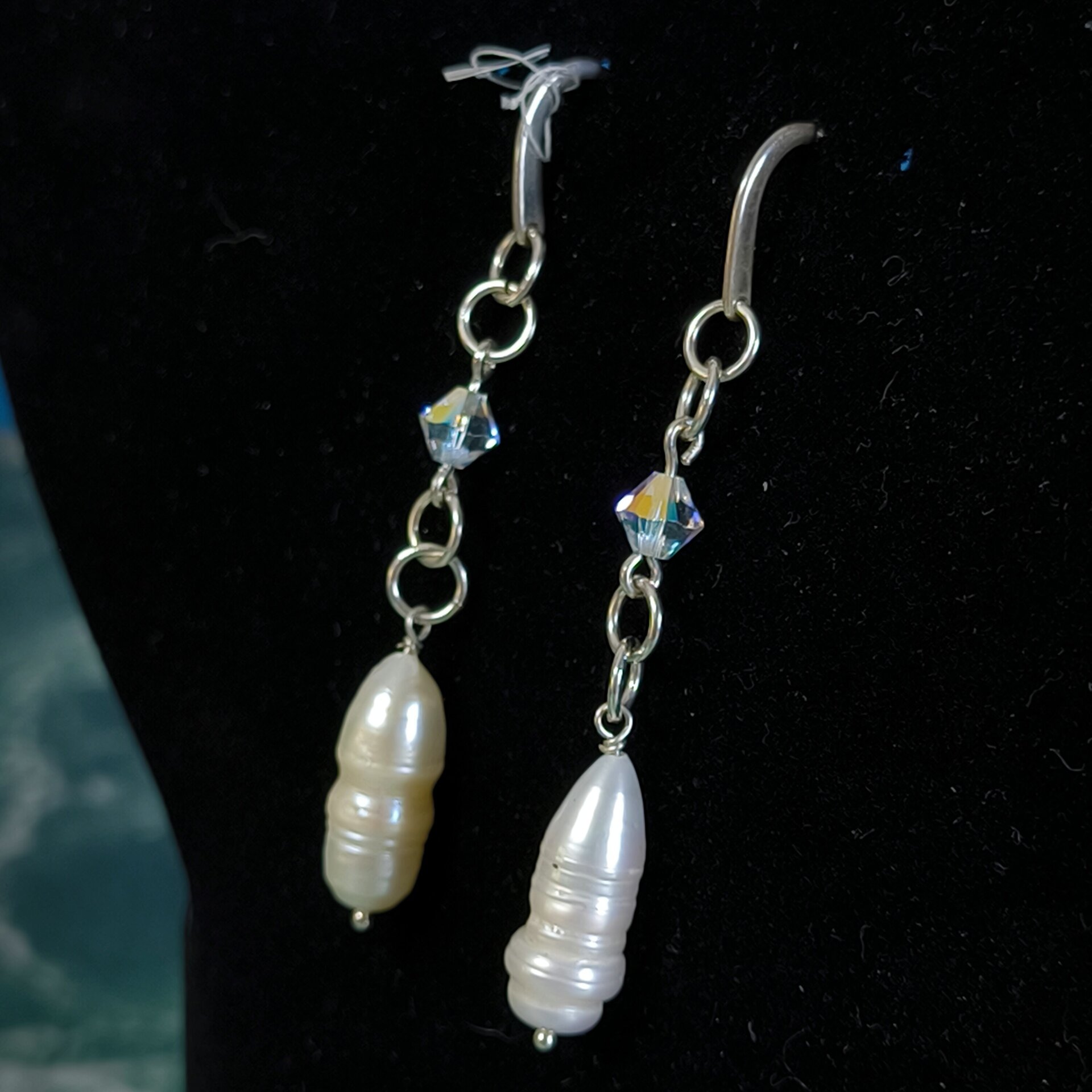 Pendientes de Plata de Ley con Caracoles y Cristales Swarovski Fucsia y Rosado - 6