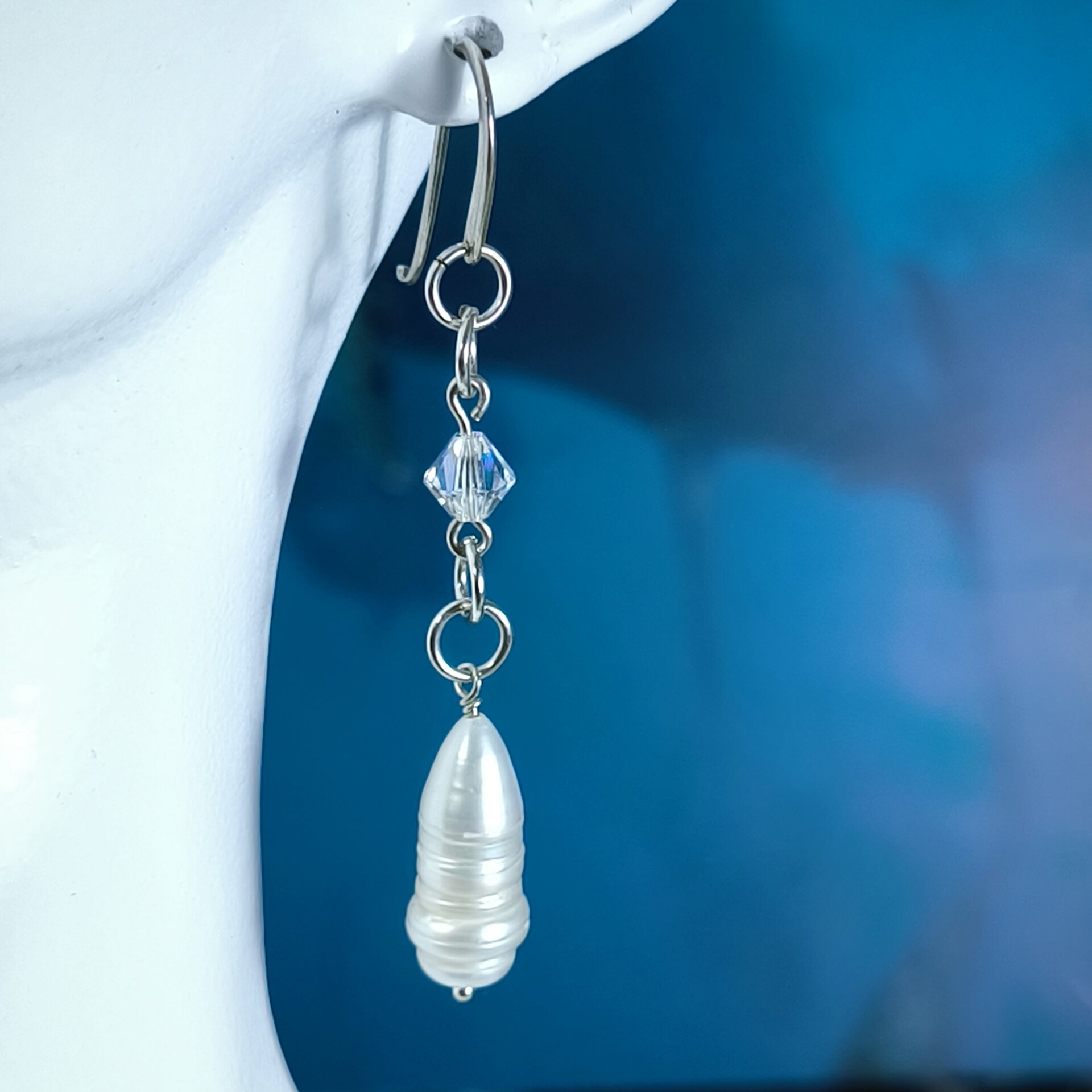 Pendientes de Plata de Ley con Caracoles y Cristales Swarovski Fucsia y Rosado - 12