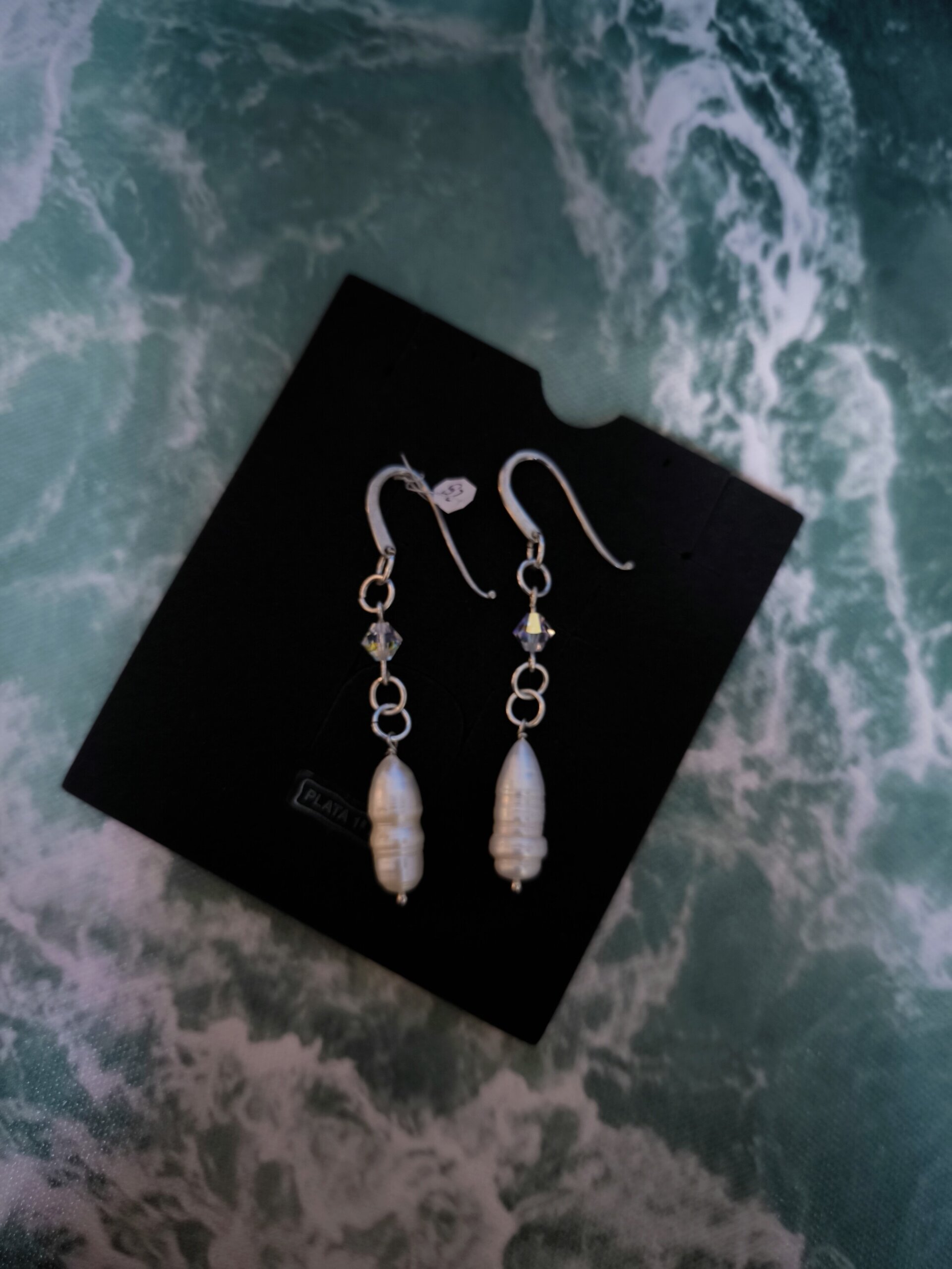 Pendientes de Plata de Ley con Caracoles y Cristales Swarovski Fucsia y Rosado - 5